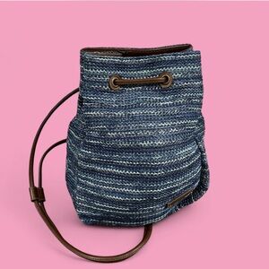 Elegant Blue and Brown Women's woven bag